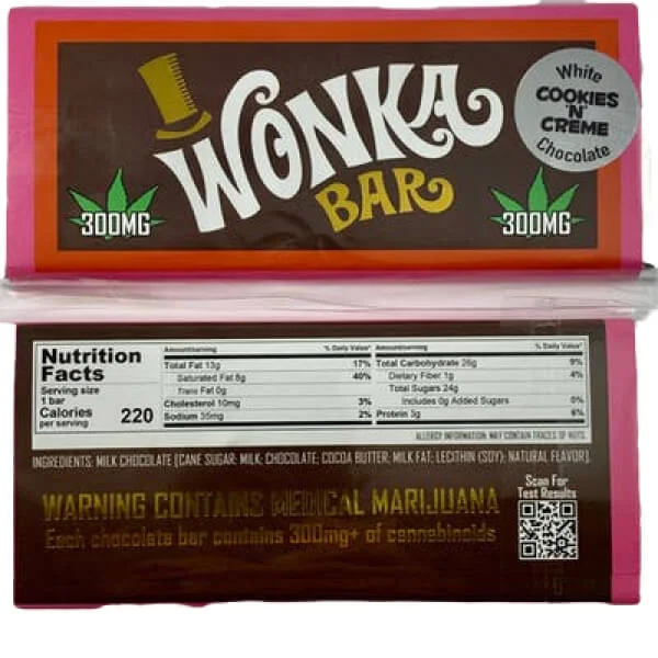 Cookies N Cream Cannabinoids Chocolate Wonka Bar